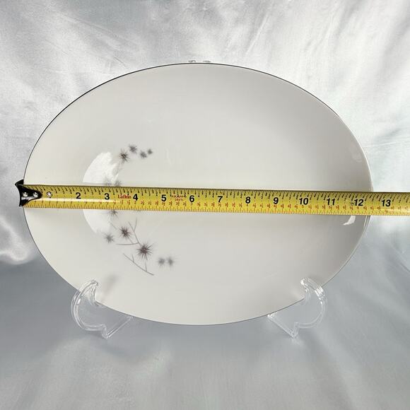 Vtg Starburst Oval Serving Platter and Bowl Creative Fine China 1014 Platinum - Picture 8 of 13